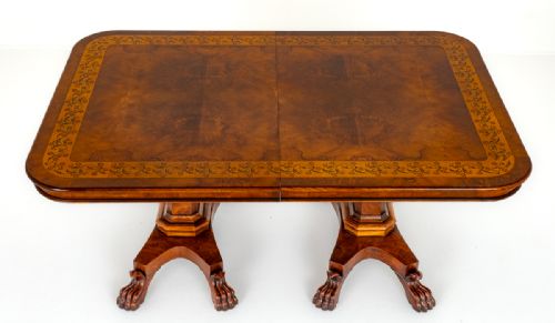 fig 1. George Bullock Style Walnut 2 Pedestal Dining Table