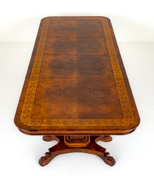 George Bullock Style Walnut 2 Pedestal Dining Table