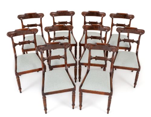 Set of 10 William IV Style Mahogany Dining Chairs