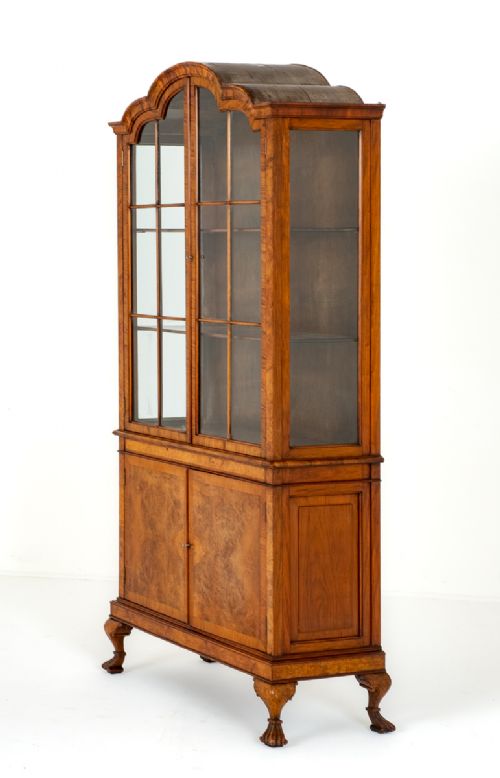 Walnut Queen Anne Style Display Cabinet
