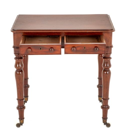 MAHOGANY VICTORIAN 2 DRAWER SIDE TABLE - ADDITIONAL PHOTO 2