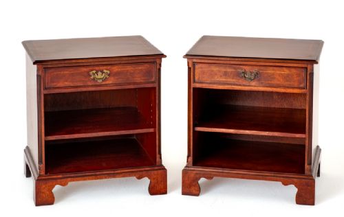 Pair of Mahogany Georgian Revival Bedside Cabinets