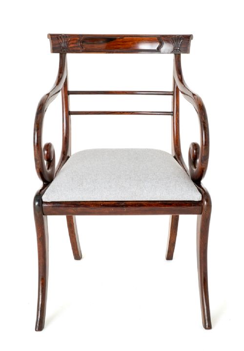 fig 1. Wonderful Set of 8 (6 + 2) Regency Rosewood / Simulated Dining Chairs