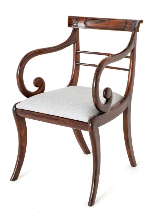 fig 2. Wonderful Set of 8 (6 + 2) Regency Rosewood / Simulated Dining Chairs
