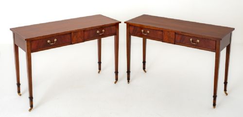 Pair of Regency Revival Mahogany Console Tables