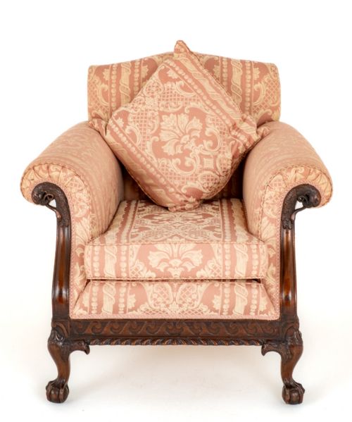 fig 1. Impressive Pair of Mahogany Chippendale Revival Club Chairs