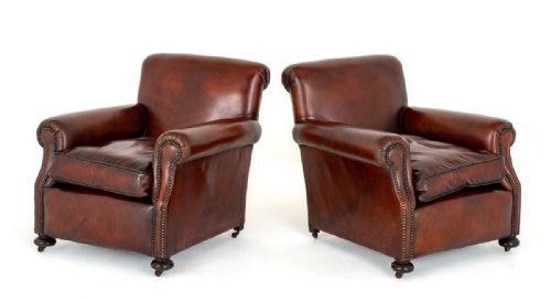 Good Pair of Victorian Leather Club Chairs