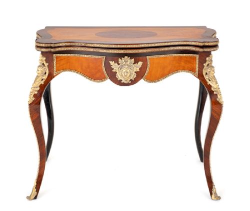 GOOD QUALITY MAHOGANY AND ROSEWOOD FRENCH CARD TABLE - ADDITIONAL PHOTO 2