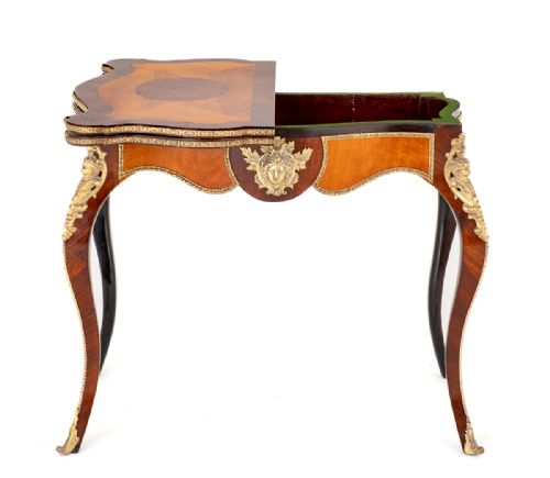GOOD QUALITY MAHOGANY AND ROSEWOOD FRENCH CARD TABLE - ADDITIONAL PHOTO 5
