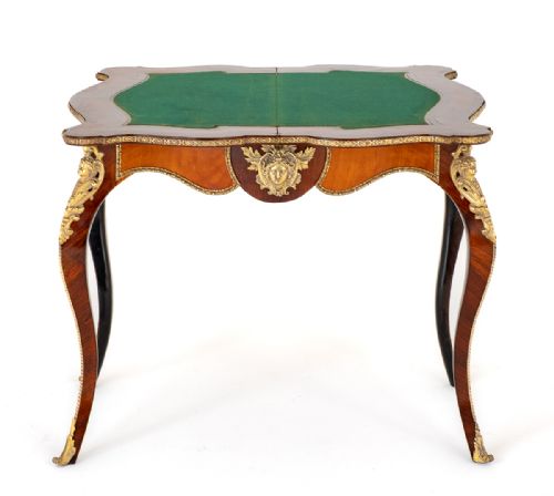 GOOD QUALITY MAHOGANY AND ROSEWOOD FRENCH CARD TABLE - ADDITIONAL PHOTO 7
