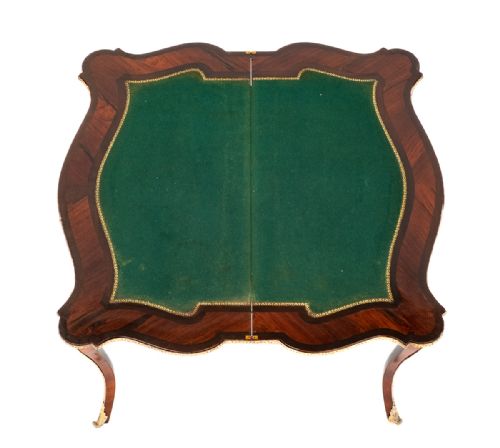 GOOD QUALITY MAHOGANY AND ROSEWOOD FRENCH CARD TABLE - ADDITIONAL PHOTO 8