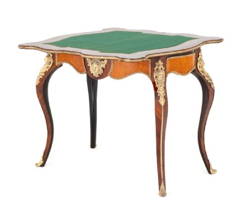GOOD QUALITY MAHOGANY AND ROSEWOOD FRENCH CARD TABLE - ADDITIONAL PHOTO 9