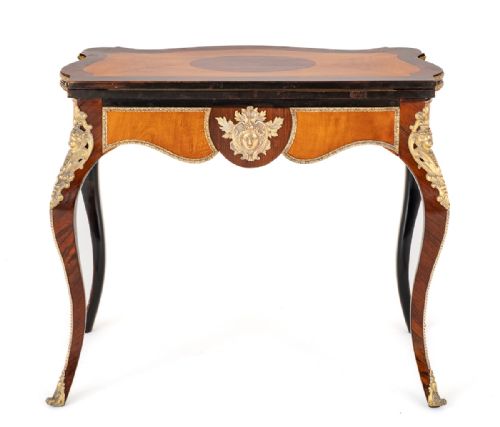 GOOD QUALITY MAHOGANY AND ROSEWOOD FRENCH CARD TABLE - ADDITIONAL PHOTO 10