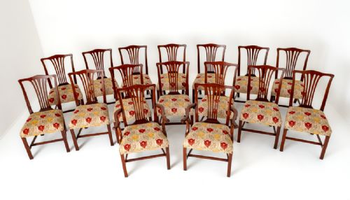 Set of 16 Mahogany Chippendale Style Dining Chairs