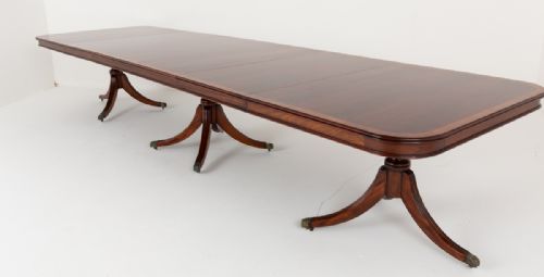 Regency Revival Mahogany 3 Pedestal Dining Table
