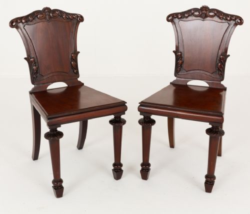 Pair of William IV Mahogany Hall Chairs