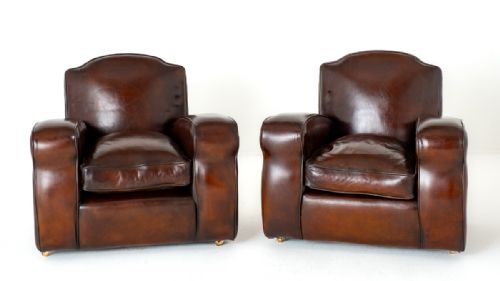 Good Pair of Art Deco Leather Club Chairs