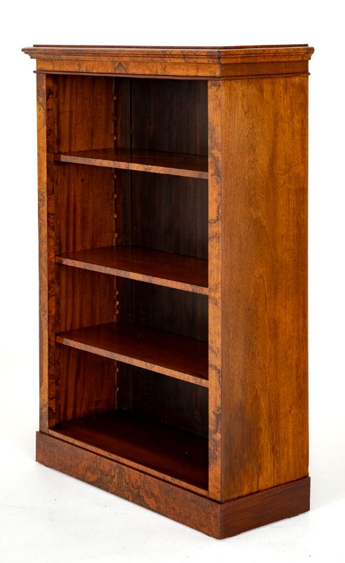 Victorian Burr Walnut Open Bookcase