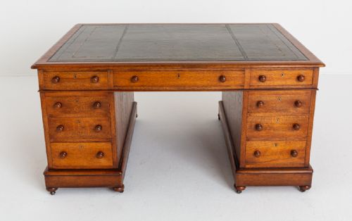 fig 1. Victorian Blonde Oak Partners Desk.