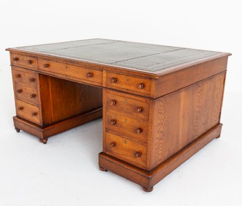 Victorian Blonde Oak Partners Desk.