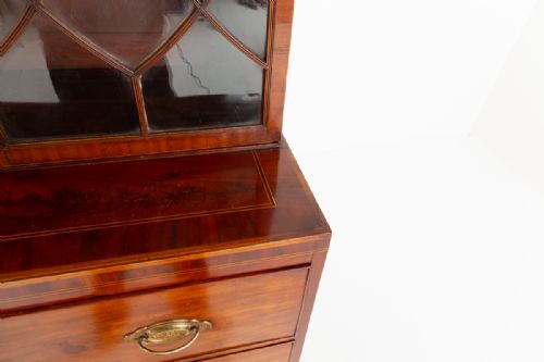REGENCY MAHOGANY INLAID SECRETAIRE BOOKCASE - ADDITIONAL PHOTO 6