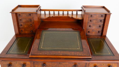 VICTORIAN BURR WALNUT DICKENS DESK - ADDITIONAL PHOTO 7