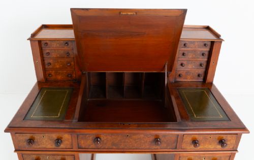 VICTORIAN BURR WALNUT DICKENS DESK - ADDITIONAL PHOTO 1