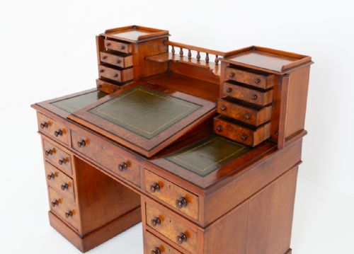 VICTORIAN BURR WALNUT DICKENS DESK - ADDITIONAL PHOTO 2