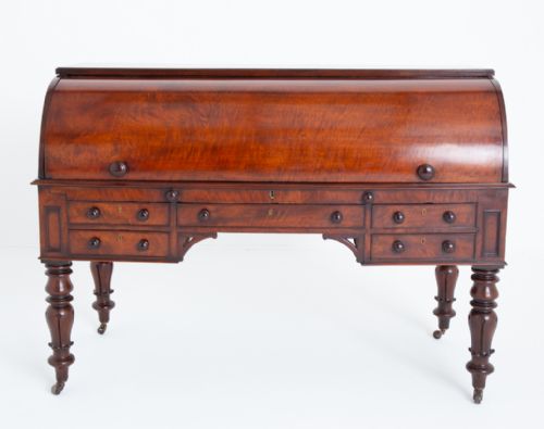 IMPRESSIVE WILLIAM IV MAHOGANY CYLINDER DESK - ADDITIONAL PHOTO 4