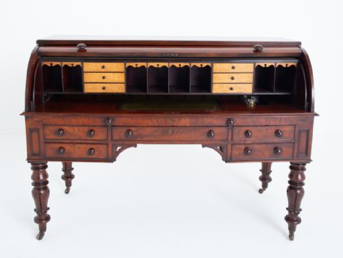 IMPRESSIVE WILLIAM IV MAHOGANY CYLINDER DESK - ADDITIONAL PHOTO 2
