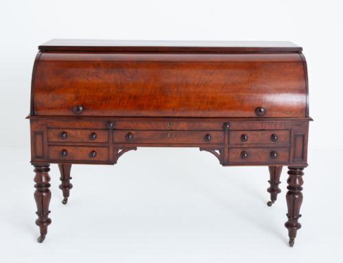 IMPRESSIVE WILLIAM IV MAHOGANY CYLINDER DESK - ADDITIONAL PHOTO 3