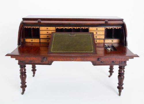 IMPRESSIVE WILLIAM IV MAHOGANY CYLINDER DESK - ADDITIONAL PHOTO 6