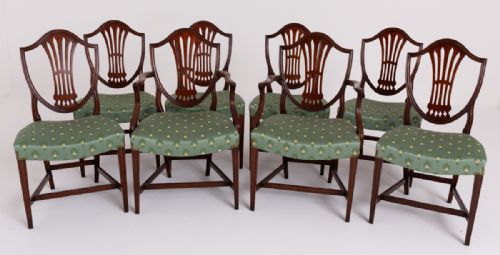 Set of 8 (6 + 2) Hepplewhite Style Mahogany Dining