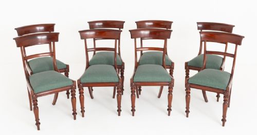 Set of 8 Victorian Mahogany Bar Back Dining Chairs