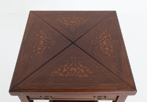 ROSEWOOD INLAID ENVELOPE CARD TABLE - ADDITIONAL PHOTO 5