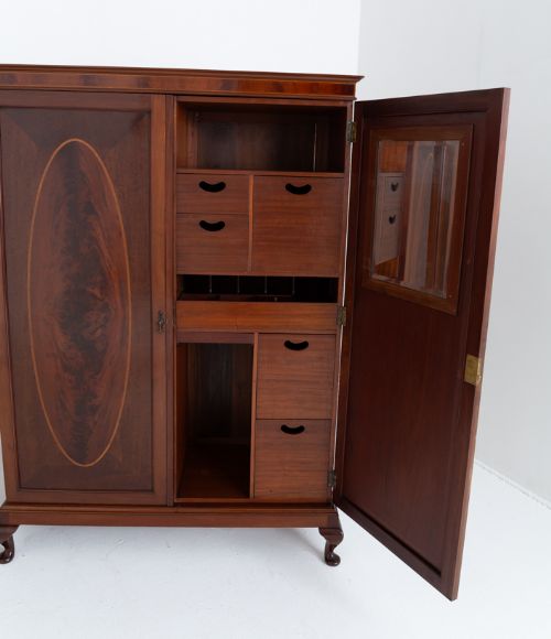 fig 1. Superb Pair of Sheraton Revival Mahogany Wardrobes