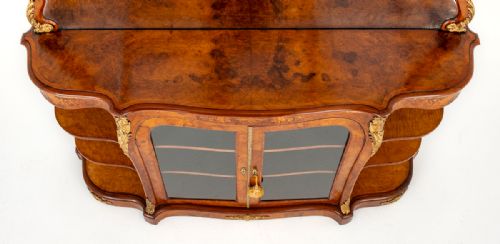WONDERFUL VICTORIAN BURR WALNUT MIRRORED BACK CREDENZA - ADDITIONAL PHOTO 8