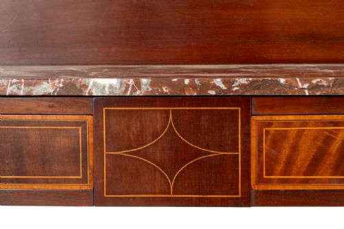 SHERATON REVIVAL MAHOGANY MARBLE TOP SIDE TABLE - ADDITIONAL PHOTO 7