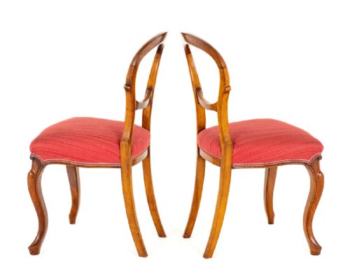 PAIR OF VICTORIAN WALNUT CABRIOLE LEG CHAIRS - ADDITIONAL PHOTO 5