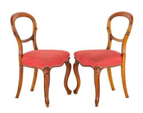 PAIR OF VICTORIAN WALNUT CABRIOLE LEG CHAIRS - ADDITIONAL PHOTO 1