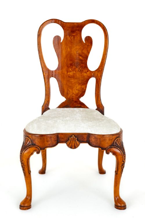 fig 1. Set of 12 Queen Anne Style Elm Dining Chairs