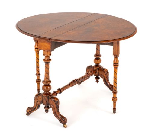 VICTORIAN BURR WALNUT SUTHERLAND TABLE - ADDITIONAL PHOTO 2