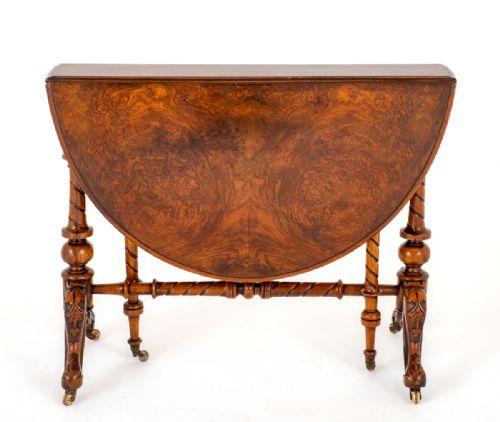 VICTORIAN BURR WALNUT SUTHERLAND TABLE - ADDITIONAL PHOTO 3