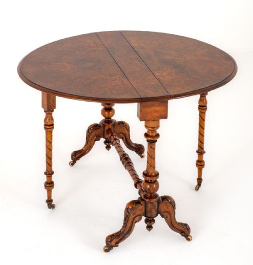 VICTORIAN BURR WALNUT SUTHERLAND TABLE - ADDITIONAL PHOTO 5