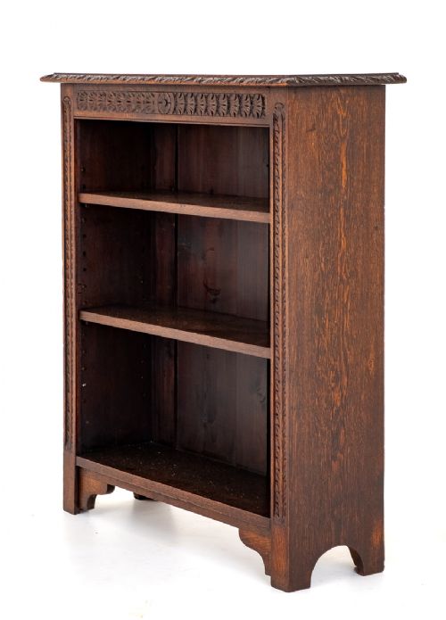 Carved Oak Open Bookcase