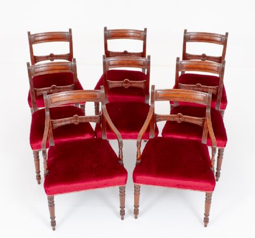 GOOD SET 8 MAHOGANY REGENCY BAR BACK DINING CHAIRS