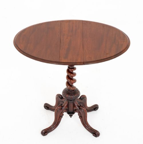 UNUSUAL MAHOGANY DROP LEAF OCCASIONAL TABLE - ADDITIONAL PHOTO 5