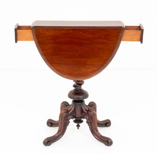 UNUSUAL MAHOGANY DROP LEAF OCCASIONAL TABLE - ADDITIONAL PHOTO 8