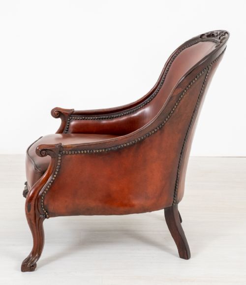 VICTORIAN ROSEWOOD CABRIOLE LEG ARM CHAIR - ADDITIONAL PHOTO 4
