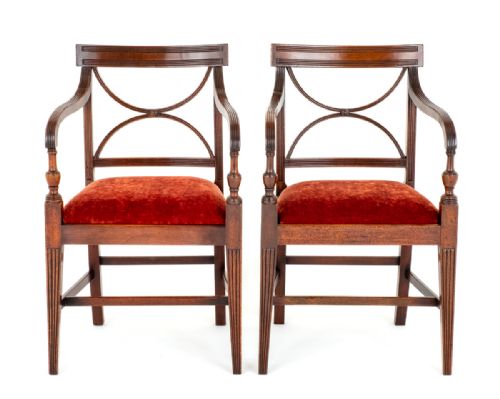 PAIR OF MAHOGANY REGENCY OPEN ARM CHAIRS - ADDITIONAL PHOTO 1